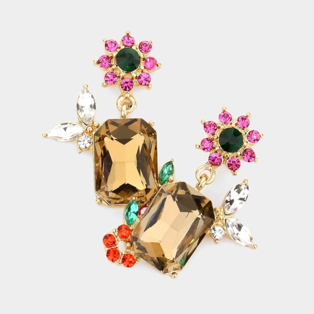 Multi colored stone dangle earrings